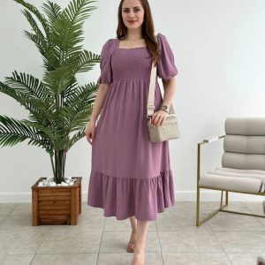 Women Fit and Flare Purple Midi/Calf Length Dress