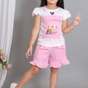 Girls Party(Festive) Top Pant (PINK , WHITE)
